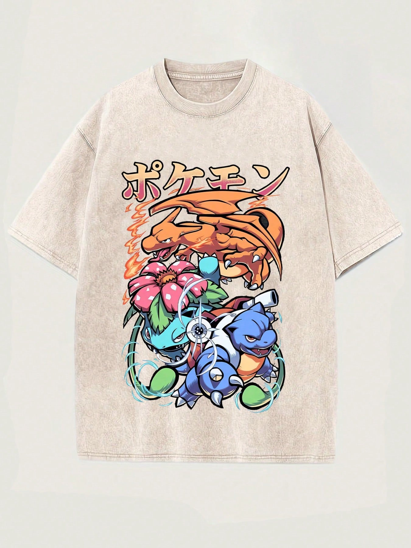 Relaxed crew-neck vintage T-shirt, suitable for summer vacation wear. Features anime print design and Y2K style.