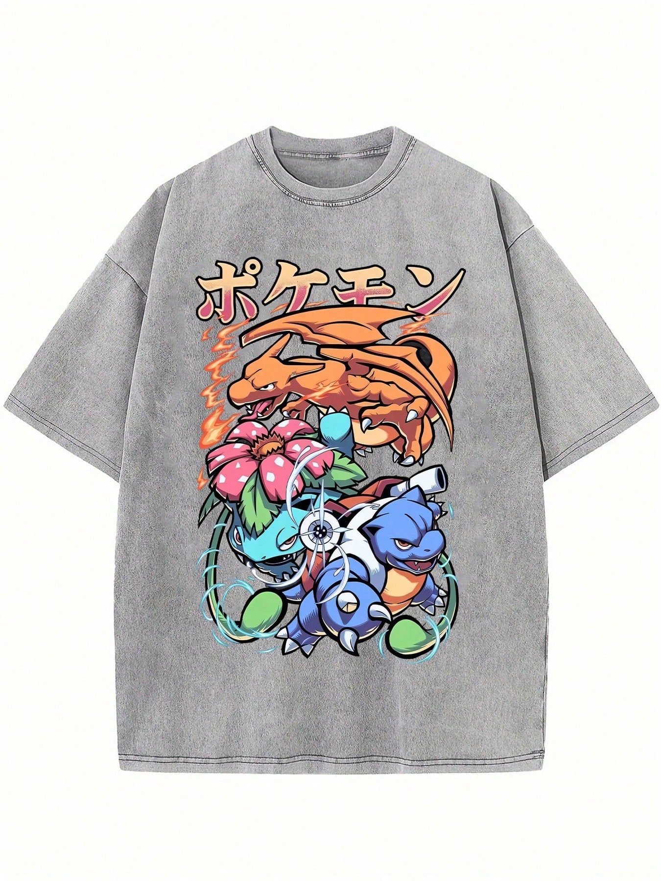 Relaxed crew-neck vintage T-shirt, suitable for summer vacation wear. Features anime print design and Y2K style.