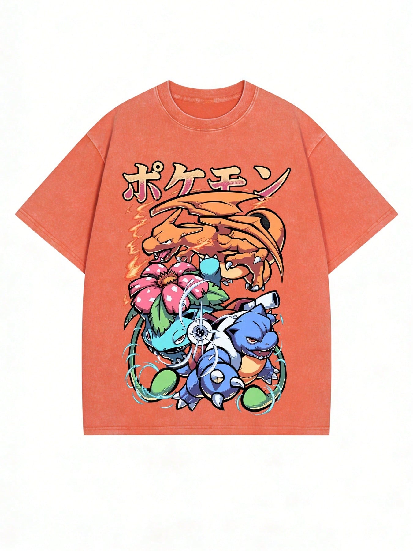 Relaxed crew-neck vintage T-shirt, suitable for summer vacation wear. Features anime print design and Y2K style.