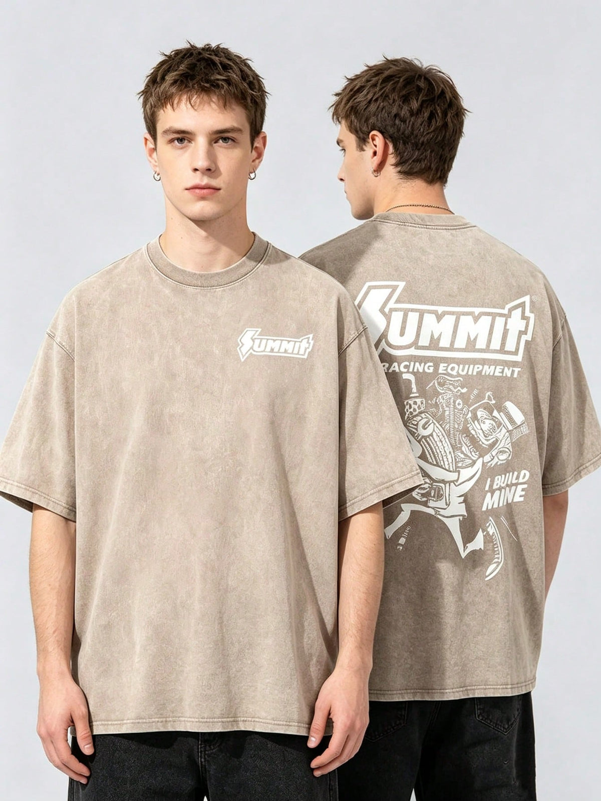 Vintage Racing Equipment Double Sided Graphic T-Shirt Car Streetwear Tee Y2K