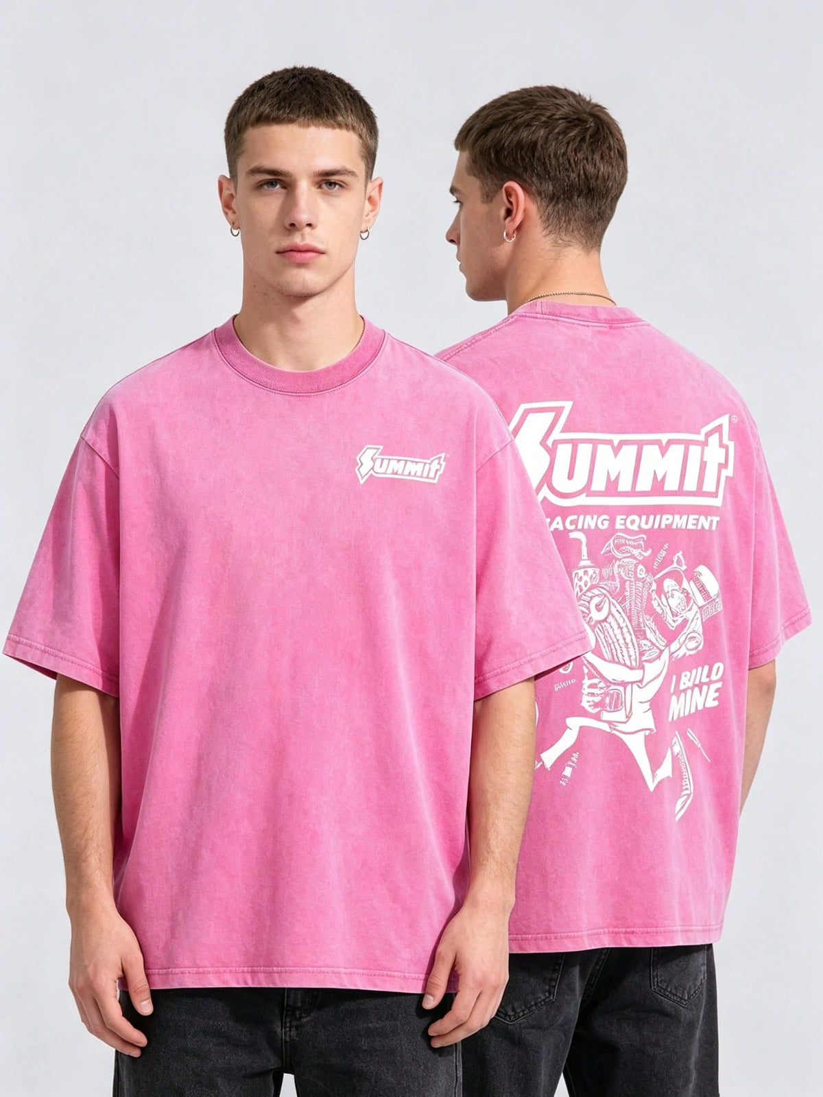 Vintage Racing Equipment Double Sided Graphic T-Shirt Car Streetwear Tee Y2K