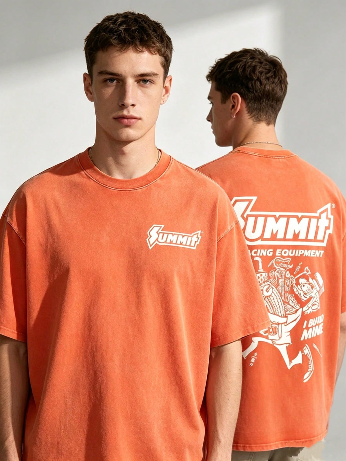 Vintage Racing Equipment Double Sided Graphic T-Shirt Car Streetwear Tee Y2K