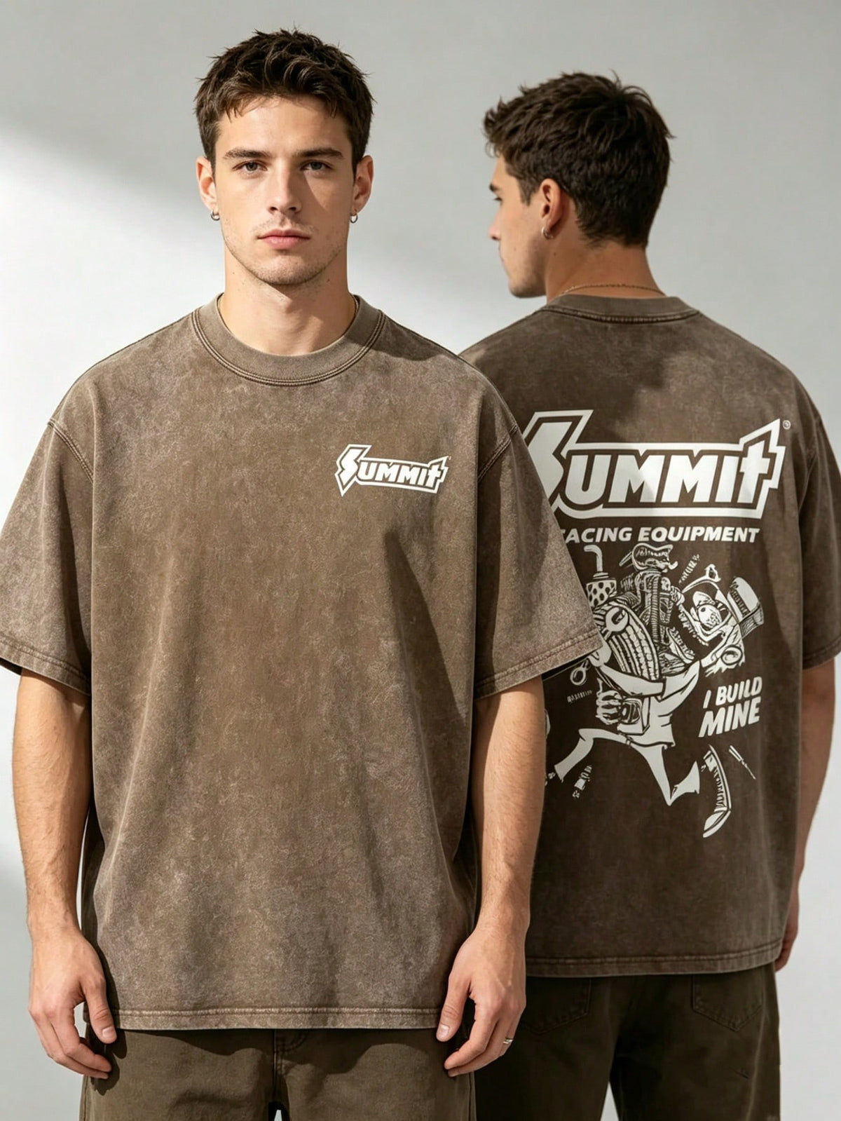 Vintage Racing Equipment Double Sided Graphic T-Shirt Car Streetwear Tee Y2K