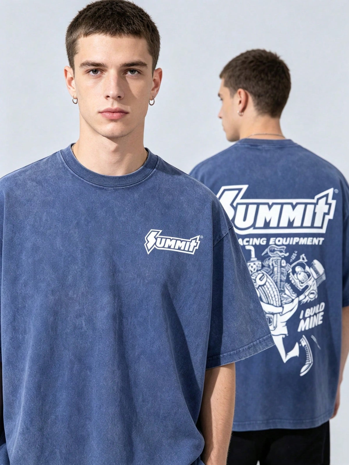 Vintage Racing Equipment Double Sided Graphic T-Shirt Car Streetwear Tee Y2K