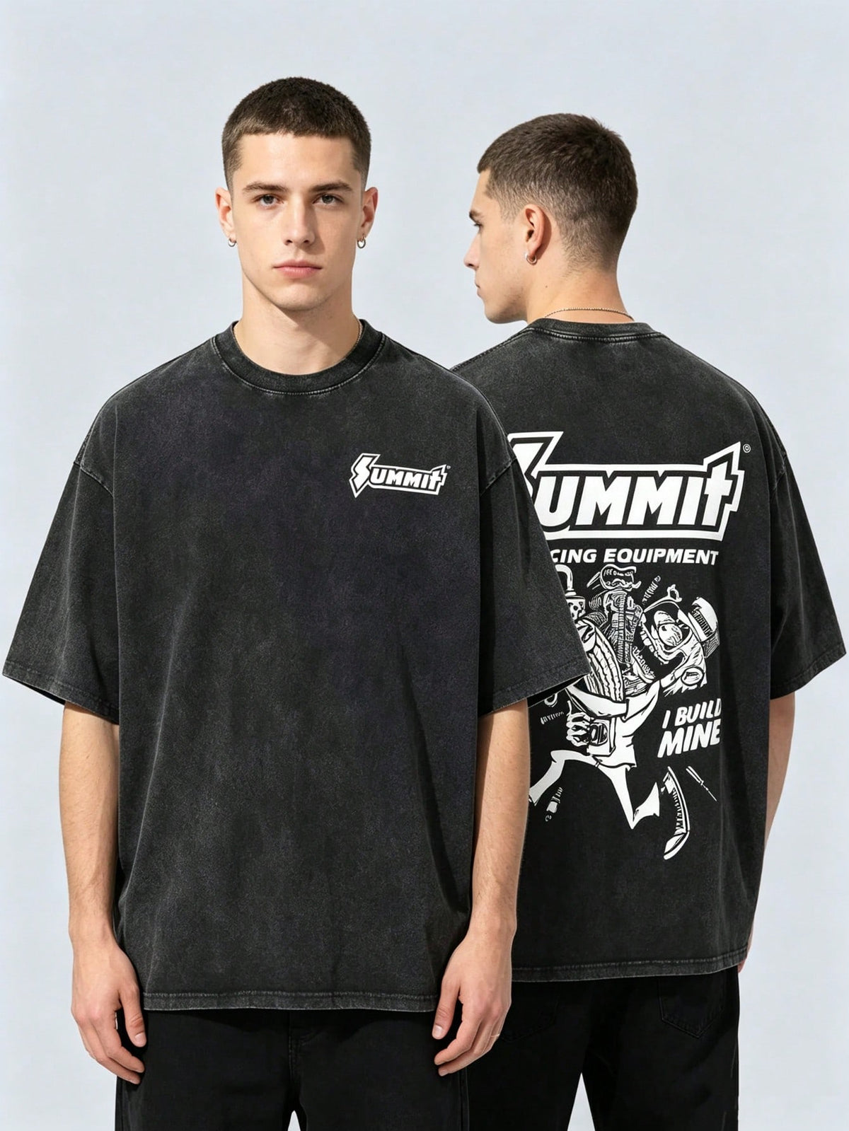 Vintage Racing Equipment Double Sided Graphic T-Shirt Car Streetwear Tee Y2K