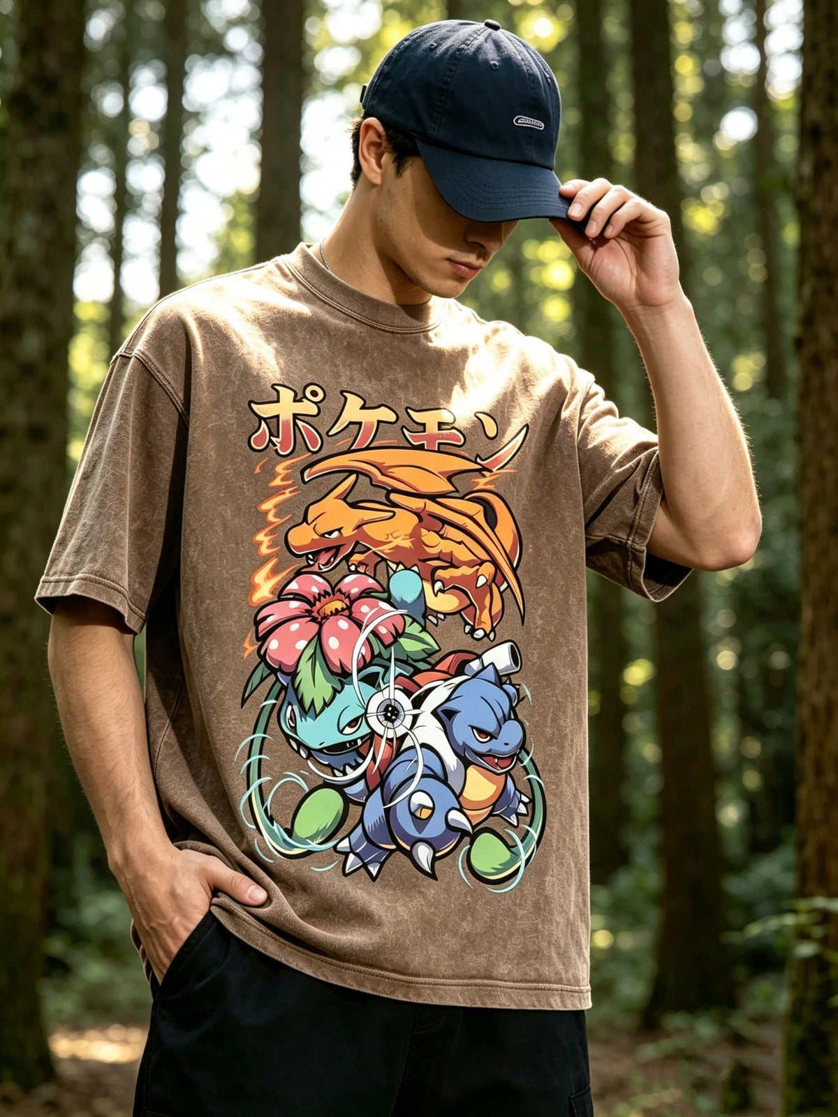 Relaxed crew-neck vintage T-shirt, suitable for summer vacation wear. Features anime print design and Y2K style.